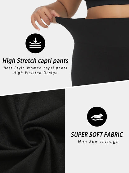 Plus Size to 4XL in 5 Colors Leggings, Super soft, High Waisted Tummy Control , Yoga Capri Pants
