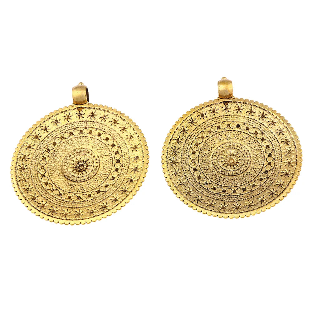 Antique Gold Color Bohemia Flower Round Medallion Charms Pendants for DIY Handmade Necklace Jewelry Making Finding Accessories