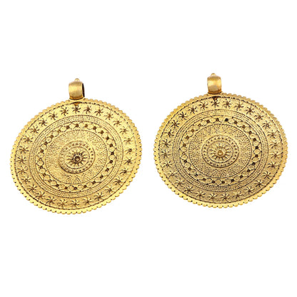 Antique Gold Color Bohemia Flower Round Medallion Charms Pendants for DIY Handmade Necklace Jewelry Making Finding Accessories