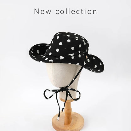 Black Polka Dot Bucket Hats With Big Brim  Also in Black and White checkered