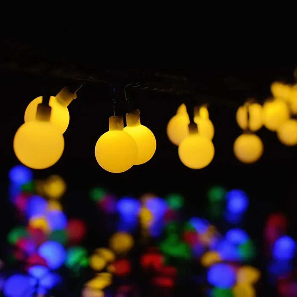 Frosted Globe Solar String Lights 100 LED IP65 Outdoor Fairy Lights