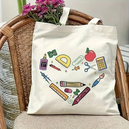 Retro Teacher Canvas Tote Bag "JOY! TEACHERS Change The World" A GREAT GIFT BAG TO PUT YOUR TEACHER'S GIFT IN!!!