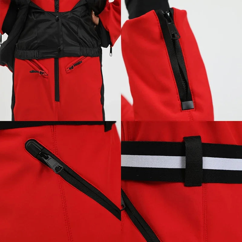 Warm Windproof Hooded Ski Jacket in 8 colors, including Black and White Houndstooth. Ski Pants Sold Separately