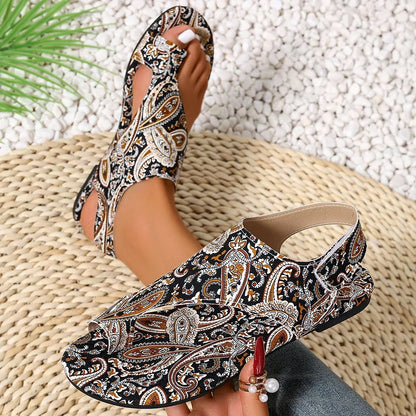 Comfortable flat Boho Romanesque Shoes , Easy attach velcro