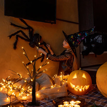 Halloween LED Birch Tree Light for Small Decorations.  Great to dis[play children's handmade Halloween items