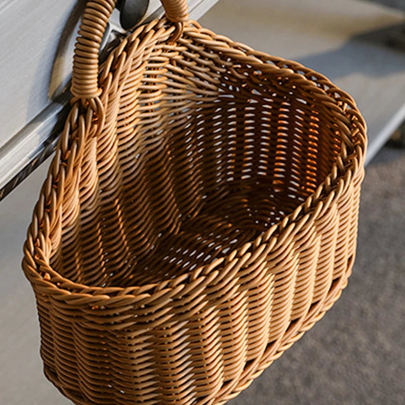Wall Mountable Vegetable, Fruit, and Letter Basket, Simulated Rattan Hanging Basket