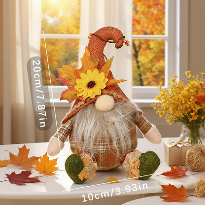 Rustic Autumn Harvest Scarecrow Decor, Plaid & Sunflower Accents for Thanksgiving, Halloween, Farmhouse Wall Decor, Party Props, approx 7 by 4 inches