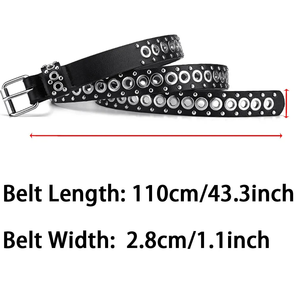 Punk Street Trend Circle Riveted Circles Thin Belt  In 7 Colors. 1.1 Inches wide and 43 Inches Long
