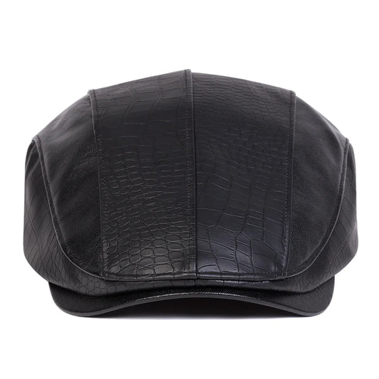 Unisex Retro Newsboy Caps, British Painters' Flat Leather Berets
