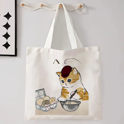 11 Designs of Cat Linen Shopping Bags, Large Capacity Shoulder Bags. Also great for Gift Bags