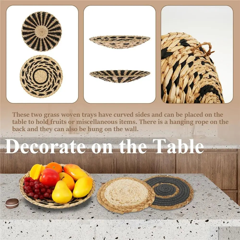4/7PCS Boho Seagrass Rattan Wicker Handmade Wall Art