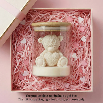 Cute Teddy Bear Scented Candle Glass Jar Soy Wax Aromatherapy