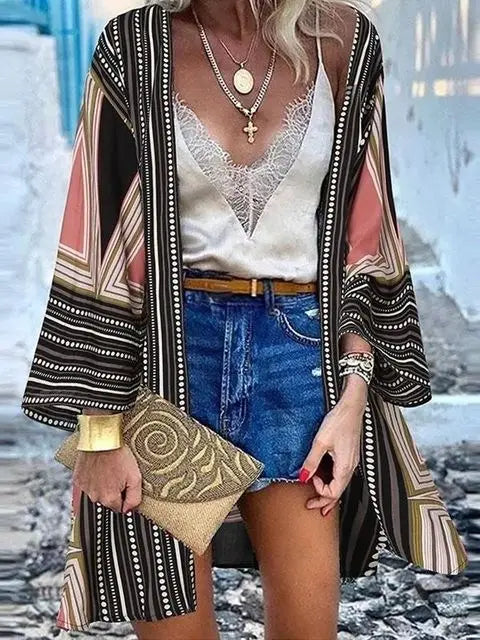 Women's Boho Blouse Cardigan Top, Casual Cover-Up in 12 designs