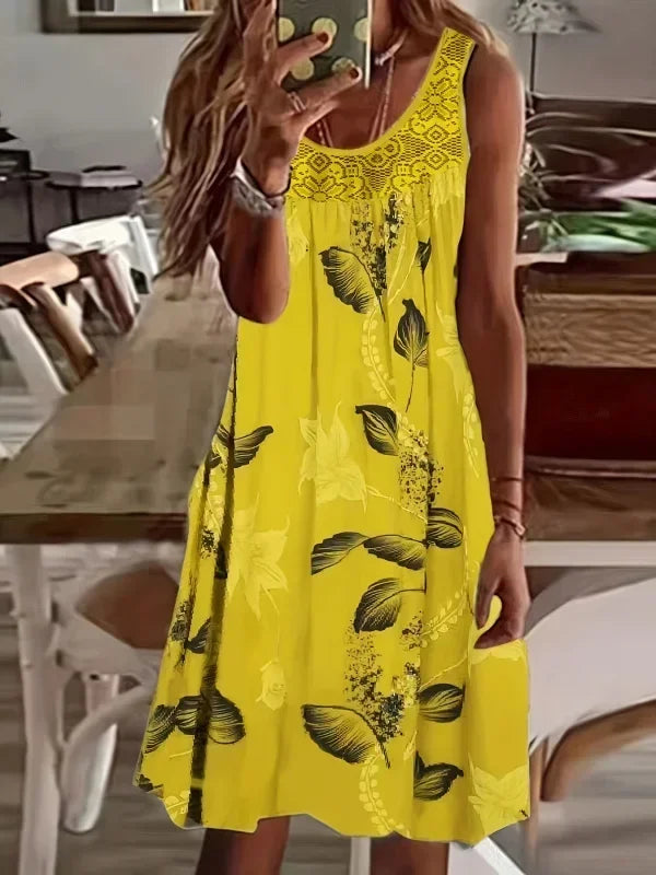 Sizes 1XL-8XL Women's Lace Panel Tank Dress, Sleeveless, Casual  and Comfy