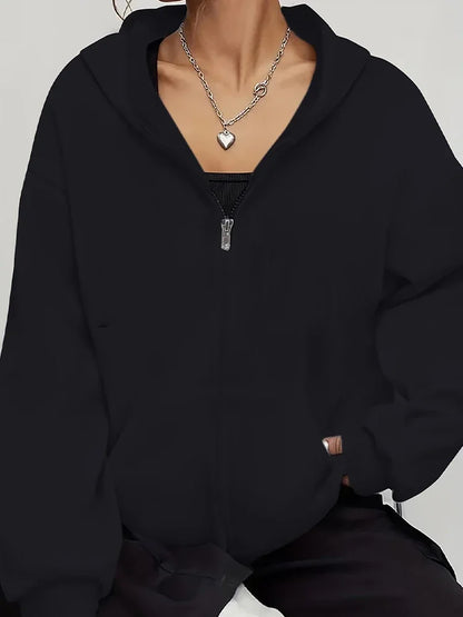 Casual Zipper Hooded Sweatshirts in Grey, Black and White