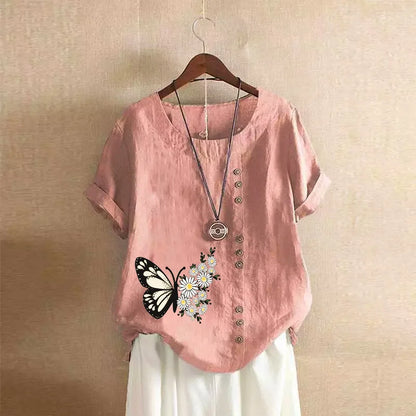 Sizes to 5XL Cotton Linen Vintage T-shirt Casual Loose Long Shirts with rolled sleeves.