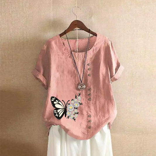 Sizes to 5XL Cotton Linen Vintage T-shirt Casual Loose Long Shirts with rolled sleeves.