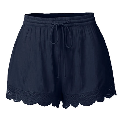 Plus Size to 5XL Ladies’ Casual Versatile Drawstring, Lace hem ,drawstring elastic waist