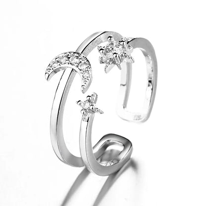 Sterling Silver Rings INS Fashion Vintage Hollow Lines  Adjustable  Jewelry