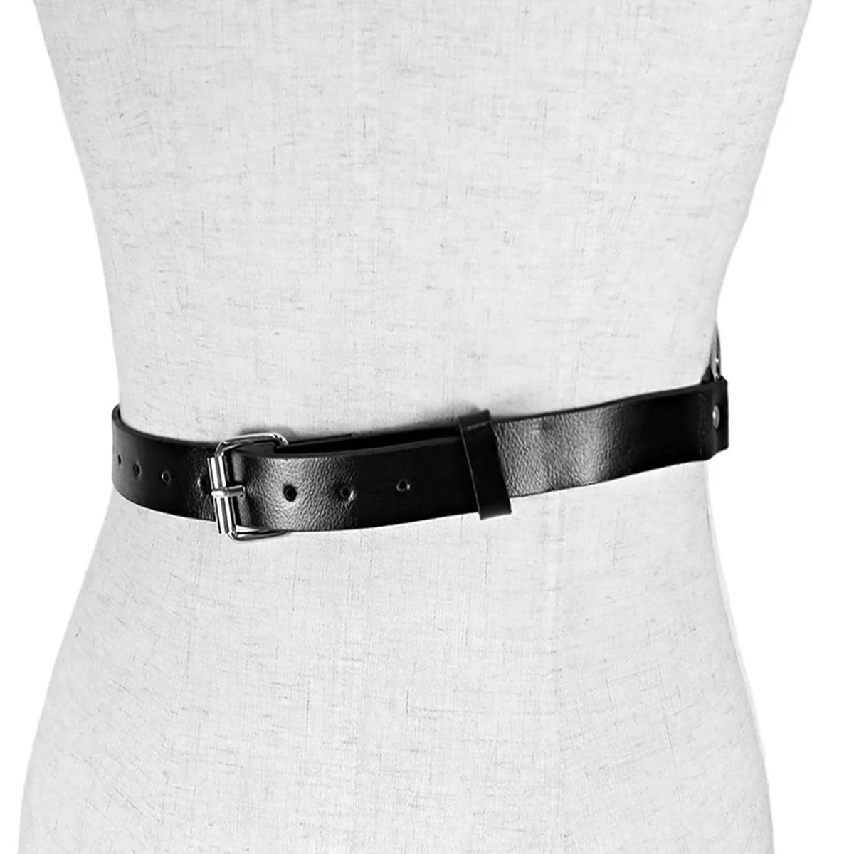 Gothic Pu Leather Harness Waist Belt Punk Waist Belt Straps Holding Metal rings
