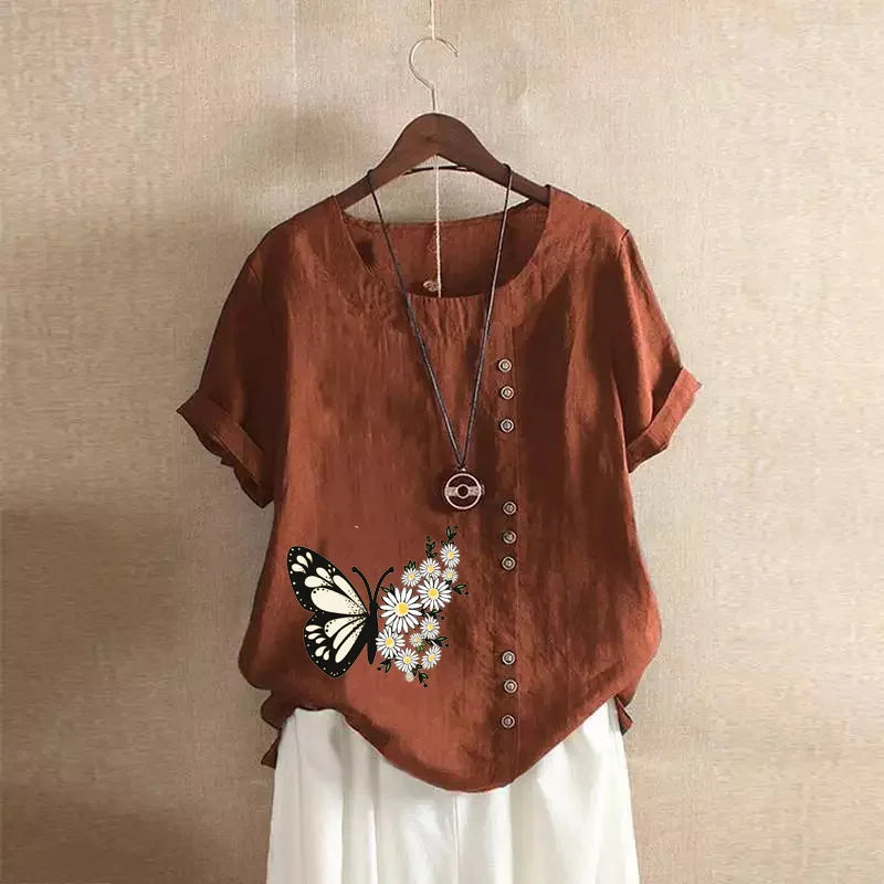 Sizes to 5XL Cotton Linen Vintage T-shirt Casual Loose Long Shirts with rolled sleeves.