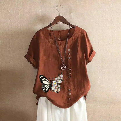 Sizes to 5XL Cotton Linen Vintage T-shirt Casual Loose Long Shirts with rolled sleeves.