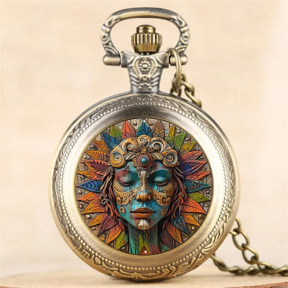 Vintage Bohemian Pocket Watch,  Exquisite Clock With Necklace Chain Retro folk-custom