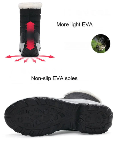 Lightweight Ankle Snow Boots with Slight Platform: Red and White, Tan and White, Navy, and Black