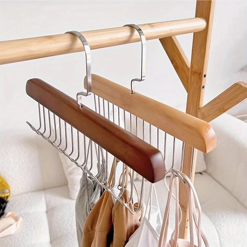 Wooden Sling Hanger Organizer with Multiple Hooks for Organization and Space Saving