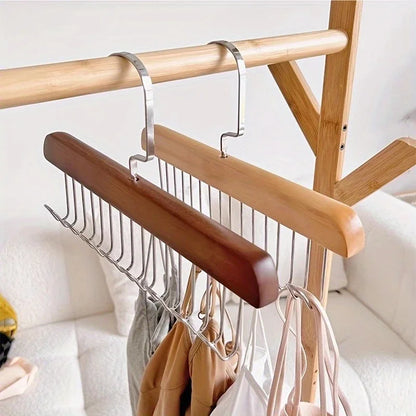 Wooden Sling Hanger Organizer with Multiple Hooks for Organization and Space Saving
