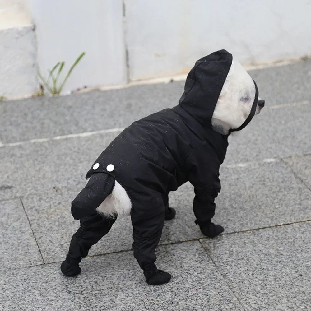 Waterproof Dog Coat with Rainproof Hood, Small Dog Raincoat with Rain Shoes, Overall Jumpsuit
