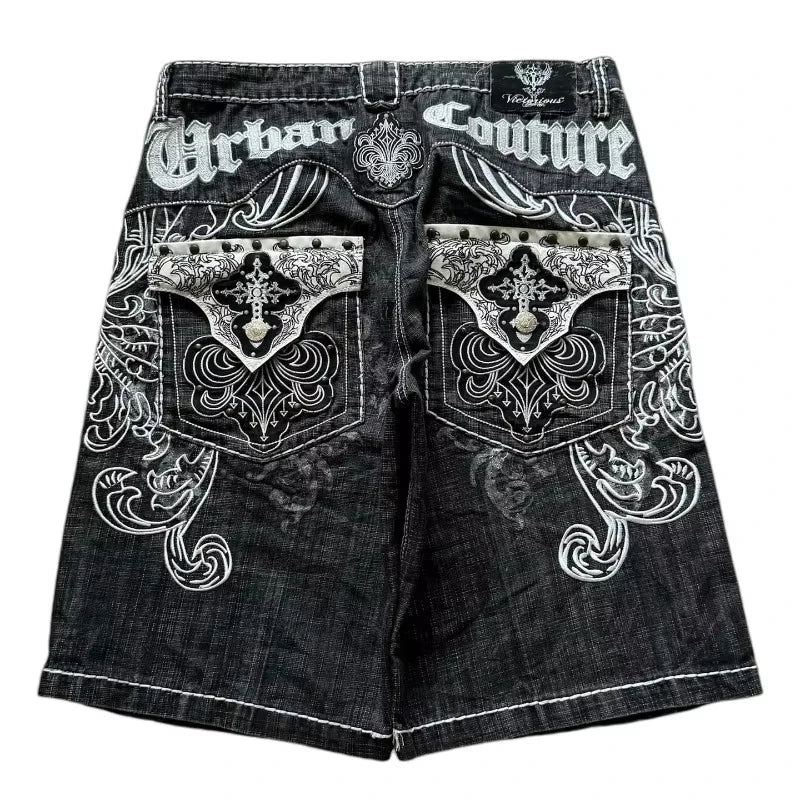 Baggy Denim Vintage Shorts  Casual Knee length