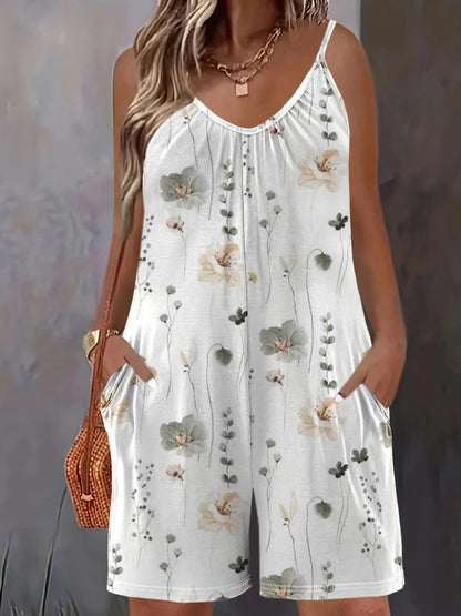 Sizes to 6XL!!! Jumpsuit, Casual with Pockets, Spaghetti Straps, Sleeveless