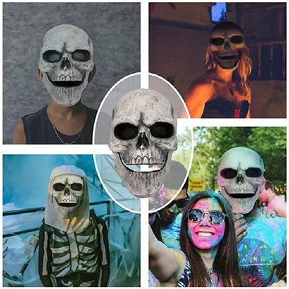 Creepy Halloween Full Head Latex Helmet with Moveable Jaw Skull Mask with Movable Jaw