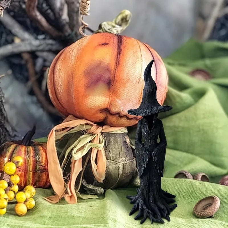 Dark Halloween Resin Witch Statue, Retro Gothic Horror Decor, Collectible Figurine