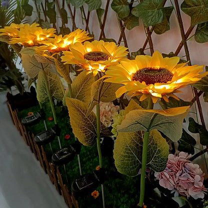 3 Heads 1 Head Solar Simulation Sunflower LED Lights, Garden, Lawn Night Lights, Landscape Lamp