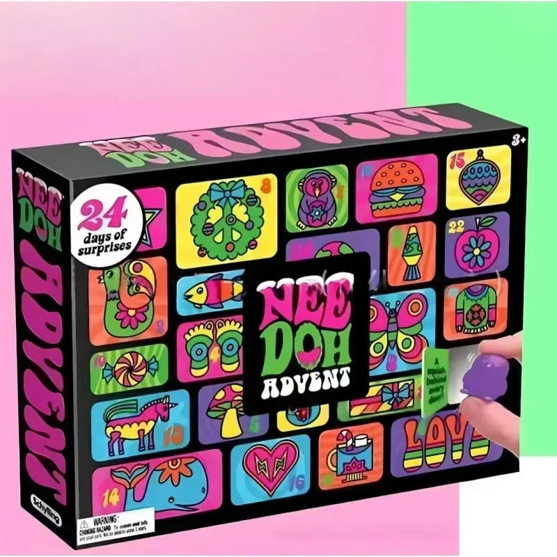 Christmas Countdown Fidget Advent Calendar, Squishy Surprise for Every day beginning Dec 1st through the 24th. Five boxes to choose from