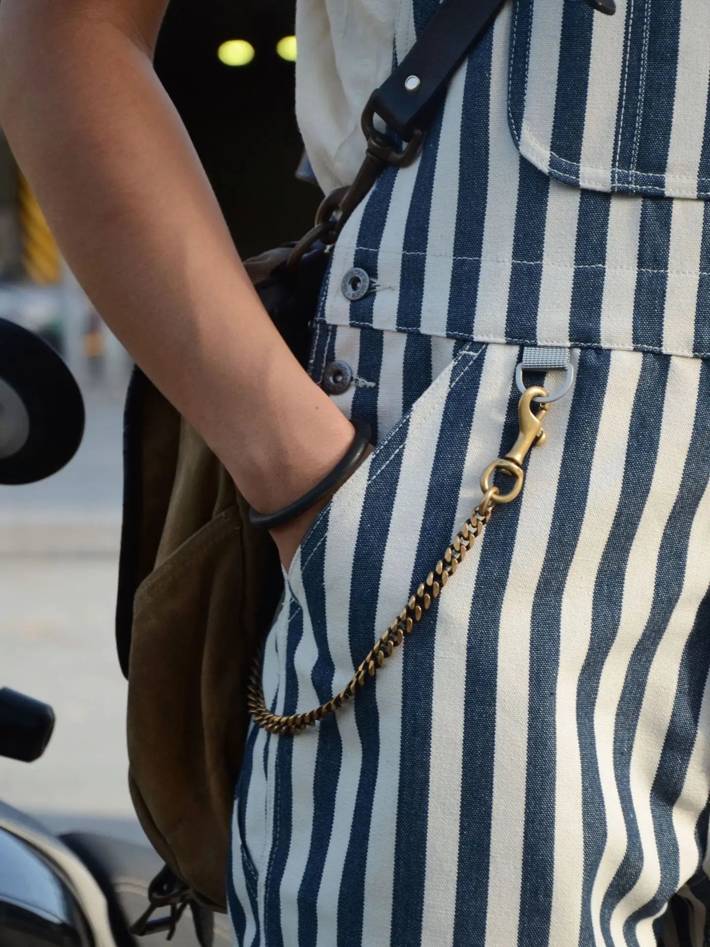 Sizes to 2XL American Retro Striped Denim Overalls Classic Fit Workwear Pants