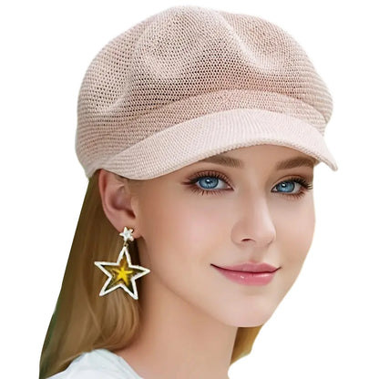 Retro Beret Caps for Women, Breathable Mesh Material, Solid Color Beret for Outdoors