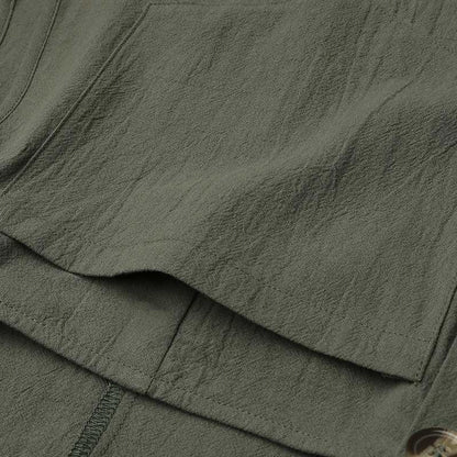 Women's New Sleeveless Square Collar Black White And Military Green Button Fashion Casual Suspender Shorts