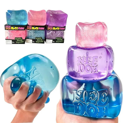 Needoh Giant Cube Sensory Toys, Transparent Maltose Filler, Soft Slow Rebound, Stress Reliever