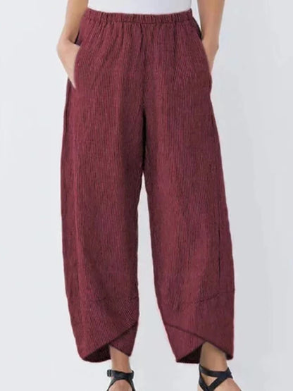 18 Solid and Patterned Cotton Linen Harem Pants, Wide Leg Trousers with Pockets