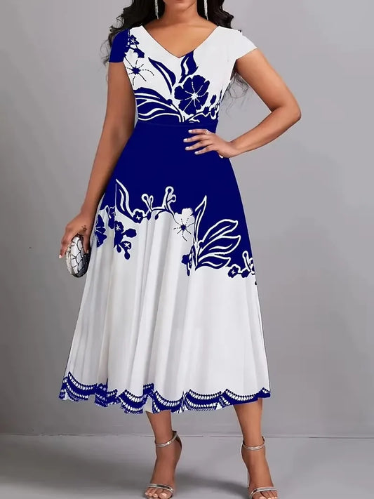 Sizes to 5XL Floral Print Tank Dress, Elegant Button Decor, Sleeveless Dress,