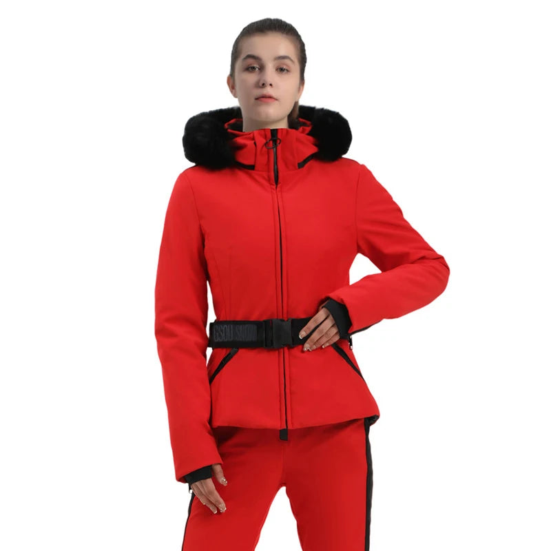 Warm Windproof Hooded Ski Jacket in 8 colors, including Black and White Houndstooth. Ski Pants Sold Separately