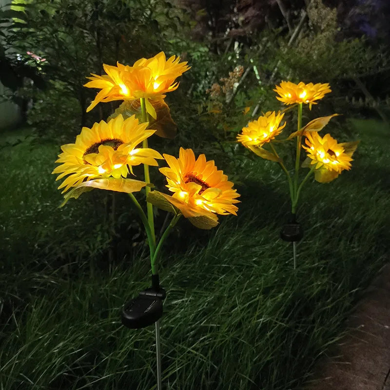 3 Heads 1 Head Solar Simulation Sunflower LED Lights, Garden, Lawn Night Lights, Landscape Lamp