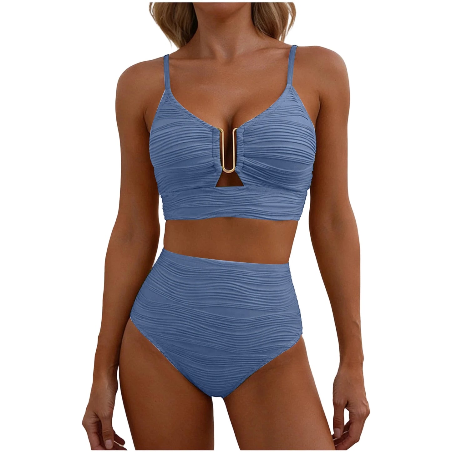 Sizes to XXL, 2 Piece Bikini,  Wire U Cutout in top,  High Waisted,  Variety of Colors