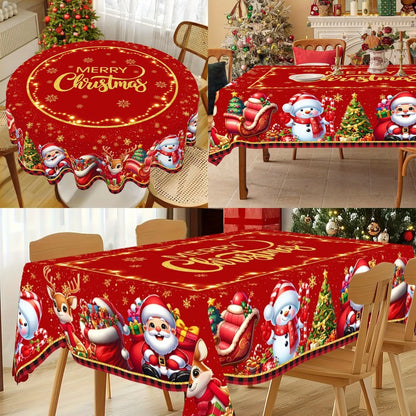 Christmas Santa Tablecloth, Round or Rectangle