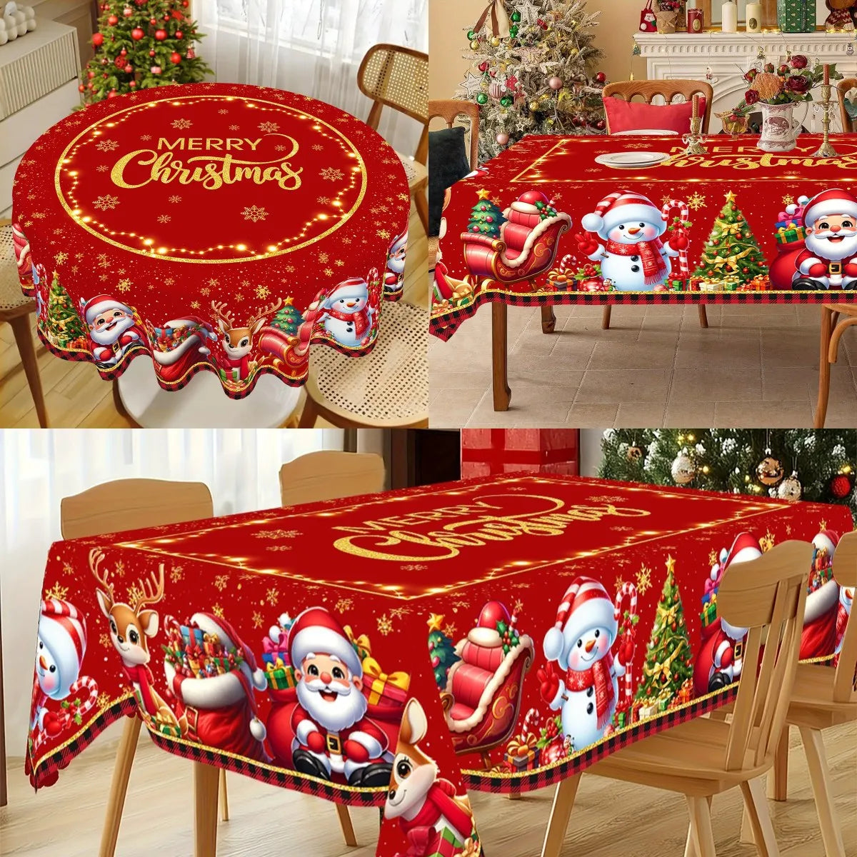 Christmas Santa Tablecloth, Round or Rectangle
