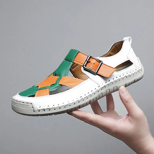 Breathable Romanesque Faux Leather Sandals in various colors