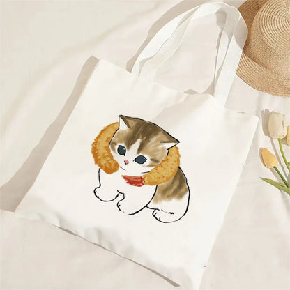 11 Designs of Cat Linen Shopping Bags, Large Capacity Shoulder Bags. Also great for Gift Bags